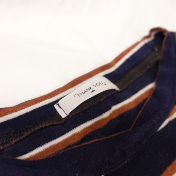 Boxy OversizedStriped Navy, Brown and White T-Shirt - Picture 2 of 14